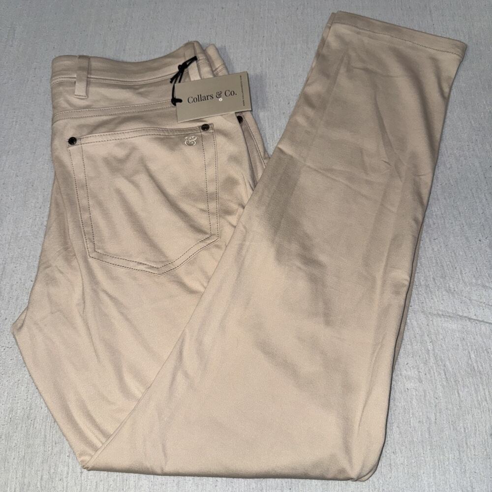 Collars and Co CEO Tech Pull On Pants Stretchy Stone Beige Mens 30x30 NWT